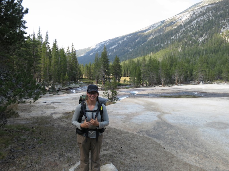 By the granite slides on the Lyell Fork river. Photo taken by Ben.