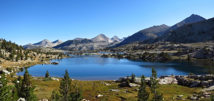 Marie Lake viewed from the climb up to Selden Pass.