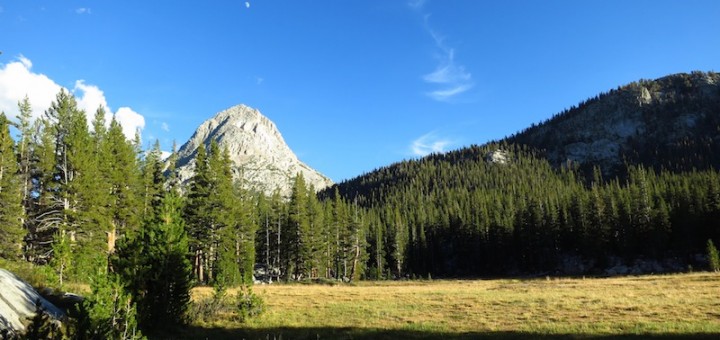 The moon over the Hermit, by our campsite in Colby Meadow.