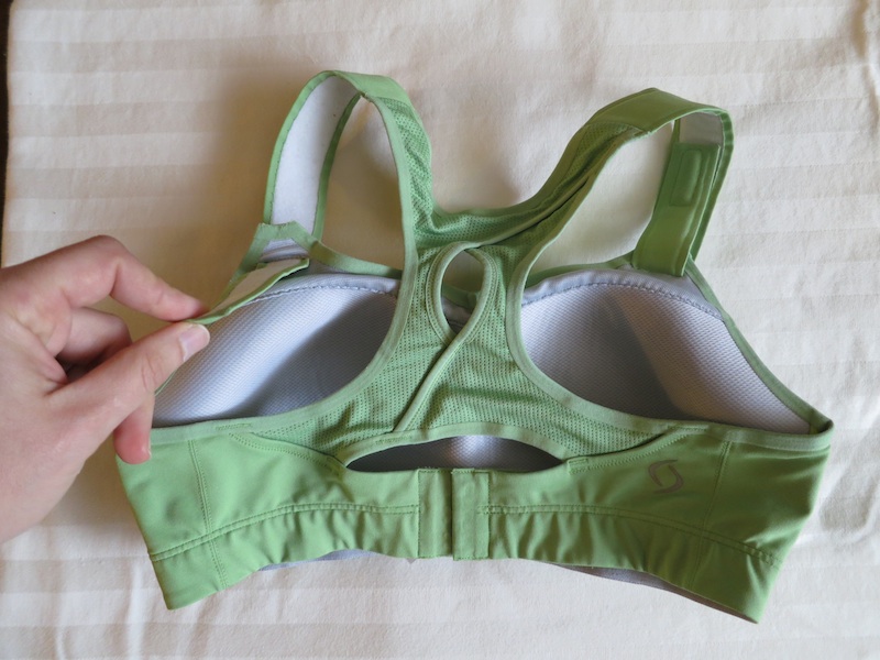 Moving Comfort Juno bra from the back, demonstrating the adjustable straps.