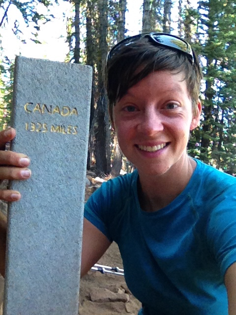 Alice with the PCT halfway marker